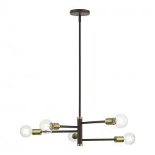  45865-07 - 5 Light Bronze Chandelier with Antique Brass Accents