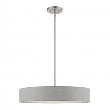  46144-91 - 4 Light Brushed Nickel with Shiny White Accents Medium Drum Pendant