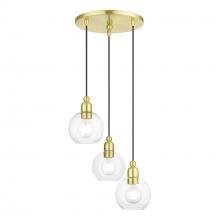  48973-12 - 3 Light Satin Brass Sphere Multi Pendant