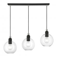  48974-04 - 3 Light Black with Brushed Nickel Accents Sphere Linear Chandelier