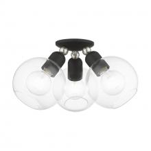  48978-04 - 3 Light Black with Brushed Nickel Accents Sphere Semi-Flush