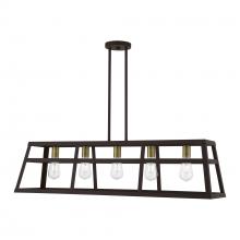  49565-07 - 5 Light Bronze with Antique Brass Accents Linear Chandelier