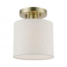  49807-01 - 1 Light Antique Brass Petite Semi-Flush