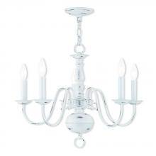  5005-60 - 5 Lt Antique White Chandelier