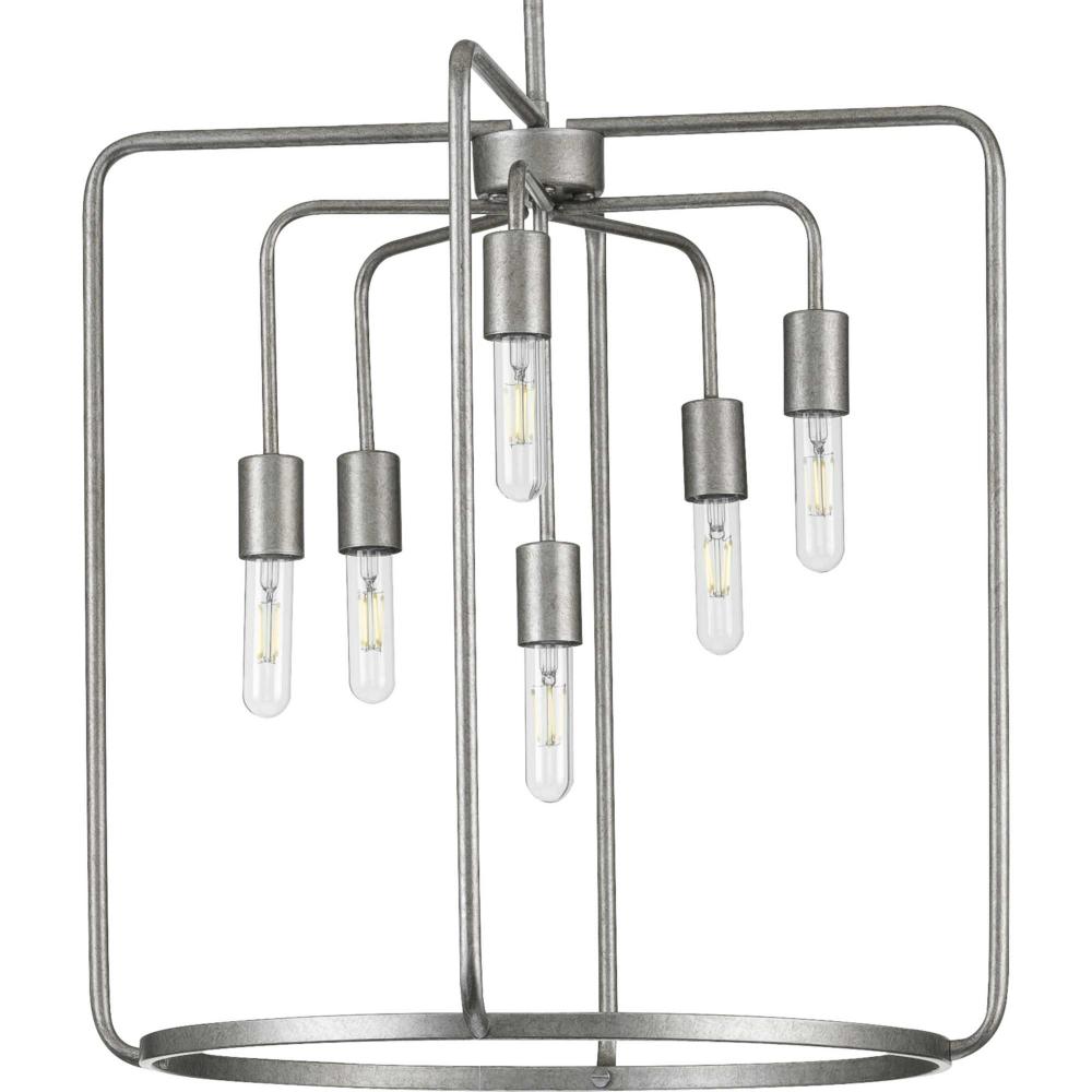 Bonn Collection Six-Light Galvanized Finish Farmhouse Pendant Light