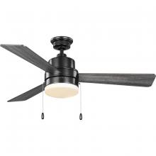  P250076-31M-WB - Trevina V 52" 3-Blade Indoor Matte Black Modern Ceiling Fan with Light Kit and White Opal Shade