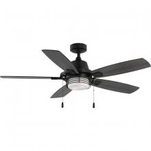  P250095-31M-WB - Freestone Collection 52 in. Five-Blade Matte Black Transitional Ceiling Fan with LED Lamped Light Ki