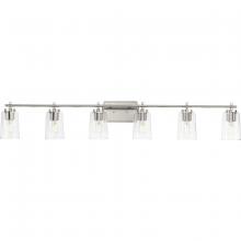  P300372-009 - Adley Collection Six-Light New Traditional Brushed Nickel Clear Glass Bath Vanity Light