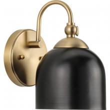  P300381-163 - Dalton Collection One-Light Farmhouse Vintage Brass Metal Shade Bath Vanity Light