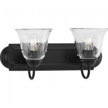  P300390-31M - Two-Light Matte Black Transitional Bath and Vanity Light with Clear Glass for Bathroom