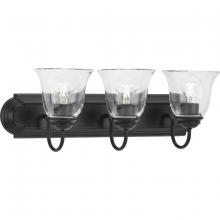  P300391-31M - Three-Light Matte Black Transitional Bath and Vanity Light with Clear Glass for Bathroom