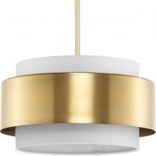  P500399-109 - Silva Collection Three-Light Brushed Bronze White Linen Shade Pendant