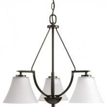  P4621-20W - Bravo Collection Three-Light Antique Bronze Etched Glass Modern Chandelier Light