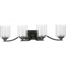  P300123-143 - Kene Collection Four-Light Graphite Clear Glass Craftsman Bath Vanity Light