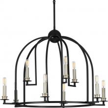  P400187-031 - Seneca Collection Nine-Light Matte Black Farmhouse Chandelier Light