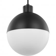  P500147-031-30 - Globe LED Collection One-Light Matte Black Opal Glass Mid-Century Modern Pendant Light