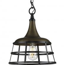  P500236-161 - Bastille Collection One-Light Aged Brass Coastal Pendant Light