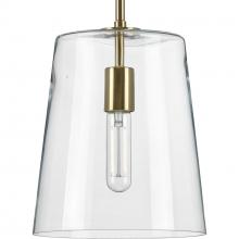  P500241-012 - Clarion Collection One-Light Satin Brass Clear Glass Transitional Pendant