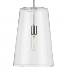  P500242-104 - Clarion Collection One-Light Polished Nickel Clear Glass Transitional Pendant