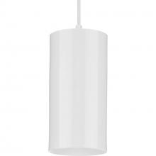  P500356-030 - 6" White Outdoor Aluminum Cylinder Cord-Mount Hanging Light