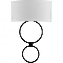  P710058-031-30 - LED Shaded Sconce Collection Black One-Light Circle LED Wall Sconce