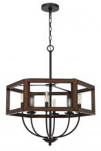  FX-3761-6 - 60W x 6 Renton hexagon rubber wood / metal chandelier