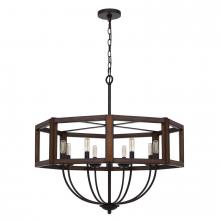  FX-3761-8 - 60W x 8 Renton hexagon rubber wood / metal chandelier