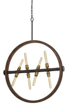  FX-3692-8 - 60W X 8 Teramo Wood/Metal Chandelier With Glass Shade (Edison Bulbs Not included)