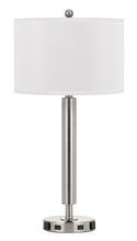  LA-2004NS-5R-BS - 100W Metal Night Stand Lamp With 2 USB And 2 Power Outlets, On Off Rocker Base Switch