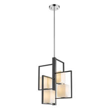  202818A - 4x100W Multi Light Pendant w/ Black & Chrome Finish & Opal Glass