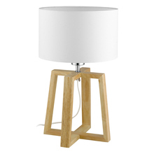  97516A - 1 LT Table Lamp with a Wood Base and White Fabric Shade 1-60W A19 Bulb