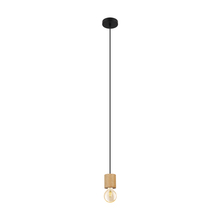  99078A - Turialdo - Open Bulb Single Light Pendant Natural Wood and Black Finish 1-60W