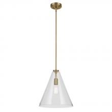  42200NBR - Everly 15.5" 1-Light Cone Pendant with Clear Glass in Natural Brass