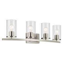  45498NICLR - Crosby 31.25" 4-Light Vanity Light with Clear Glass in Brushed Nickel