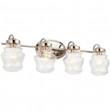  55040PN - Janiel 33.25" 4 Light Vanity Light with Clear Glass in Polished Nickel