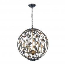  506-EB-GA - Broche 6 Light English Bronze + Antique Gold Sphere Chandelier