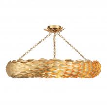  538-GA_CEILING - Broche 8 Light Antique Gold Semi Flush Mount