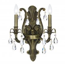  5563-AB-CL-MWP - Dawson 2 Light Hand Cut Crystal Antique Brass Sconce