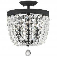  783-BF-CL-MWP - Archer 3 Light Hand Cut Crystal Black Forged Semi Flush Mount