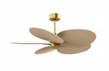  AKTP-BRBR-LM - Alessandra Tropical 5-blade ceiling fan in Brushed Brass and Light Maple blades.