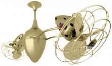  AR-BRBR-MTL - Ar Ruthiane 360° dual headed rotational ceiling fan in brushed brass finish with metal blades.