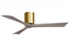  IR3H-BRBR-GA-52 - Irene-3H three-blade flush mount paddle fan in Brushed Brass finish with 52” Gray Ash tone blade