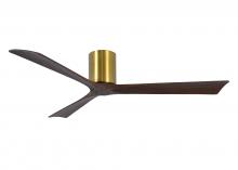  IR3H-BRBR-WA-60 - Irene-3H three-blade flush mount paddle fan in Brushed Brass finish with 60” solid walnut tone b