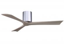  IR3H-CR-GA-52 - Irene-3H three-blade flush mount paddle fan in Polished Chrome finish with 52” Gray Ash tone bla