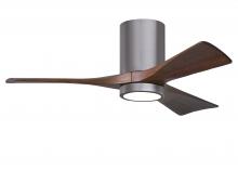  IR3HLK-BP-WA-42 - Irene-3HLK three-blade flush mount paddle fan in Brushed Pewter finish with 42” solid walnut ton