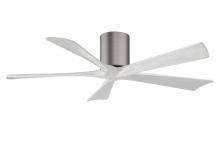  IR5H-BP-MWH-52 - Irene-5H five-blade flush mount paddle fan in Brushed Pewter finish with 52” solid matte white w