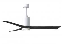  PA3-WH-BK-60 - Patricia-3 three-blade ceiling fan in Gloss White finish with 60” solid matte black wood blades