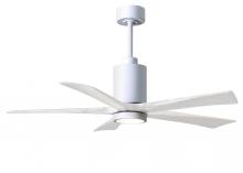  PA5-WH-MWH-52 - Patricia-5 five-blade ceiling fan in Gloss White finish with 52” solid matte white wood blades a