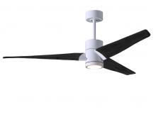  SJ-WH-BK-52 - Super Janet three-blade ceiling fan in Gloss White finish with 52” solid matte blade wood blades