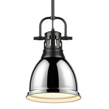 Golden 3604-S BLK-CH - Duncan Small Pendant with Rod in Matte Black with Chrome